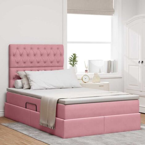 Cama con almacenamiento y LED Rosa 120 x 200 cm Terciopelo