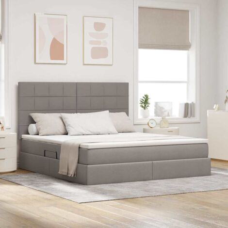 Cama con almacenamiento y LED Taupé 160 x 200 cm Poliéster