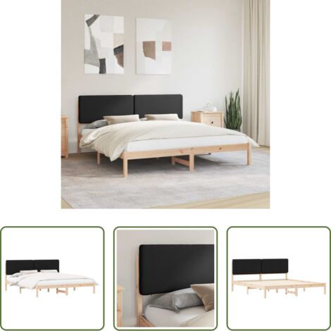 Cama con cabecera acolchada -  Estructura de Cama con Cabecera Tapizada Negro 180 x 200 cm