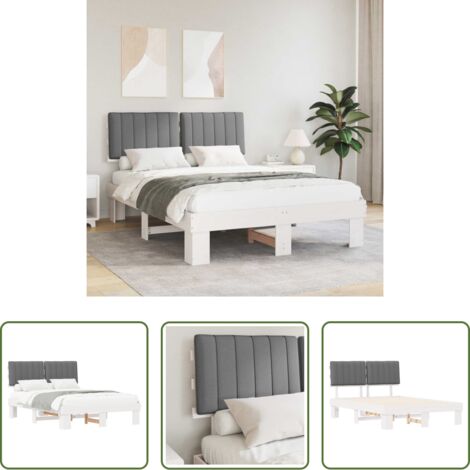 Cama con cabecera tapizada -  Estructura de Cama con Cabecera Tapizada Gris Claro