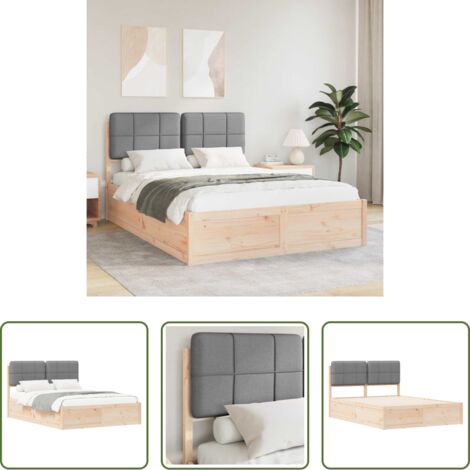 Cama con cabecera tapizada -  Estructura de Cama con Cabecera Tapizada Gris Claro