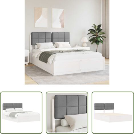 Cama con cabecera tapizada -  Estructura de Cama con Cabecera Tapizada Gris Claro