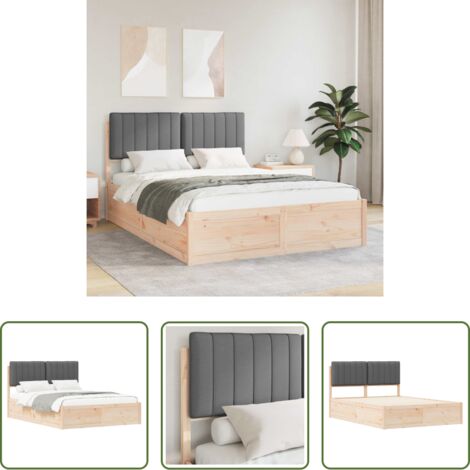 Cama con cabecera tapizada -  Estructura de Cama con Cabecera Tapizada Gris oscuro