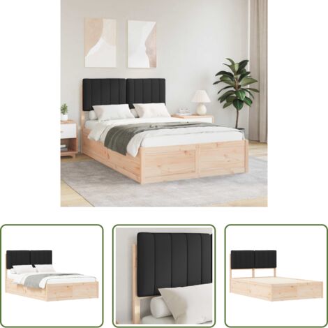 Cama con cabecera tapizada -  Estructura de Cama con Cabecera Tapizada Negro 120 x 190 cm