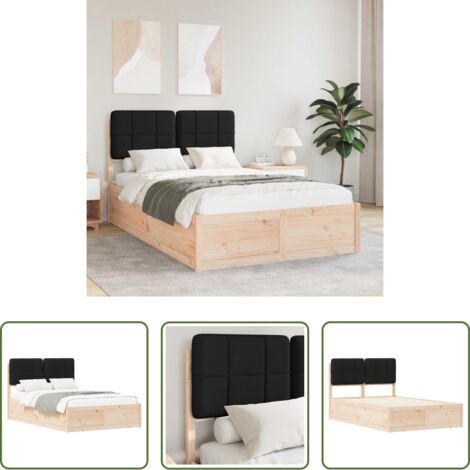 Cama con cabecera tapizada -  Estructura de Cama con Cabecera Tapizada Negro 120 x 200 cm