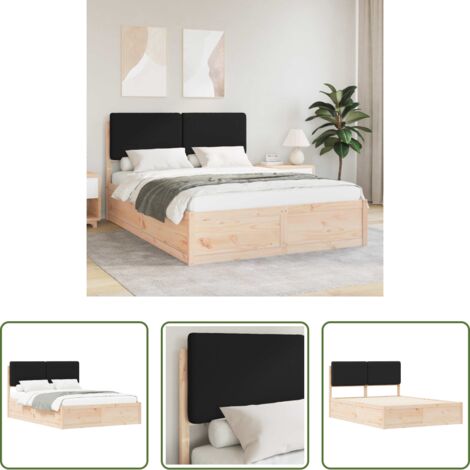 Cama con cabecera tapizada -  Estructura de Cama con Cabecera Tapizada Negro 140 x 190 cm