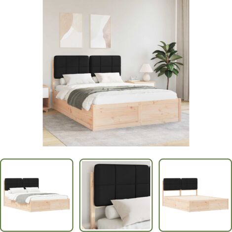 Cama con cabecera tapizada -  Estructura de Cama con Cabecera Tapizada Negro 140 x 200 cm