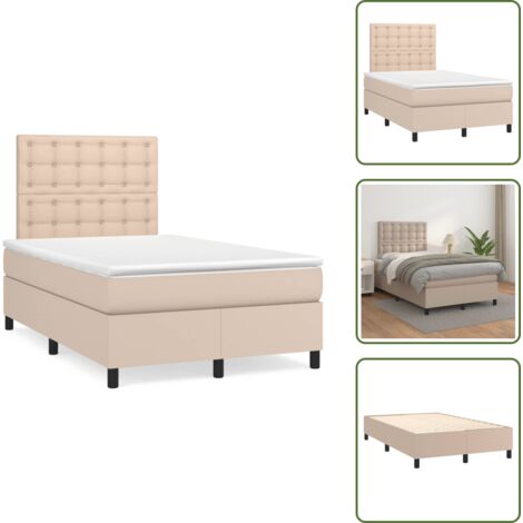 Cama con cabecero ajustable - vidaXL Cama box spring con colchón cuero sintético capuchino 120x190cm - Colchón ensacado