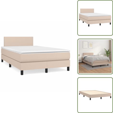 Cama con cabecero ajustable - vidaXL Cama box spring con colchón cuero sintético capuchino 120x190cm - Colchón ensacado