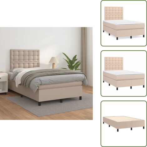 Cama con cabecero ajustable - vidaXL Cama box spring con colchón cuero sintético capuchino 120x200cm - Colchón ensacado