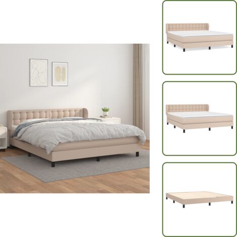 Cama con cabecero ajustable - vidaXL Cama box spring con colchón cuero sintético capuchino 160x200cm - Colchón ensacado