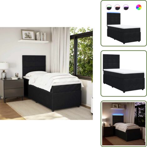 Cama con cabecero ajustable - vidaXL Cama box spring con colchón cuero sintético negro 90x190 cm - Cama de cuero sintético