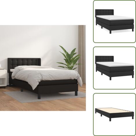 Cama con cabecero ajustable - vidaXL Cama box spring con colchón cuero sintético negro 90x190 cm - Colchón ensacado