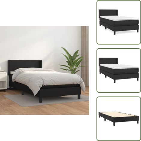 Cama con cabecero ajustable - vidaXL Cama box spring con colchón cuero sintético negro 90x190 cm - Colchón ensacado