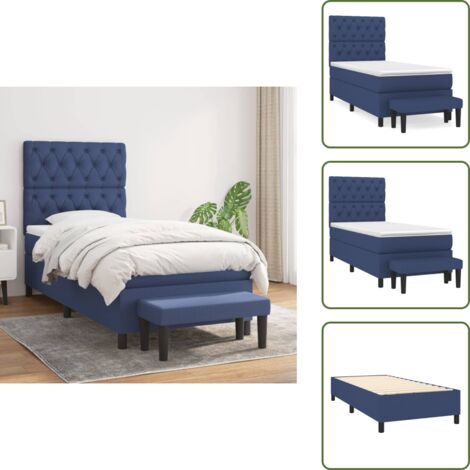 Cama con cabecero ajustable - vidaXL Cama box spring con colchón tela azul 80x200 cm - Colchón ensacado