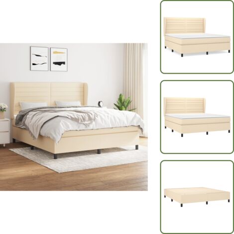 Cama con cabecero ajustable - vidaXL Cama box spring con colchón tela color crema 160x200 cm - Colchón ensacado