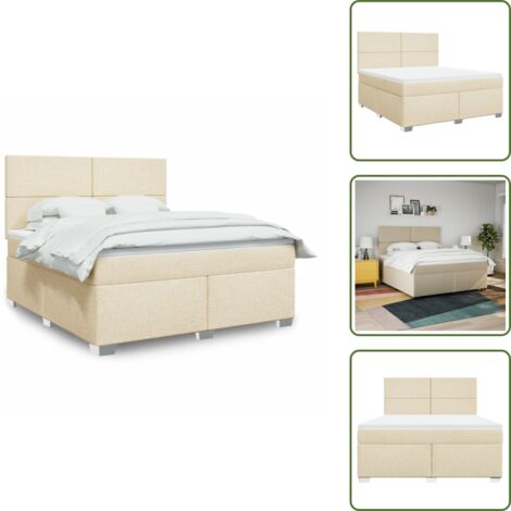 Cama con cabecero ajustable - vidaXL Cama box spring con colchón tela color crema 180x200 cm - Colchón ensacado
