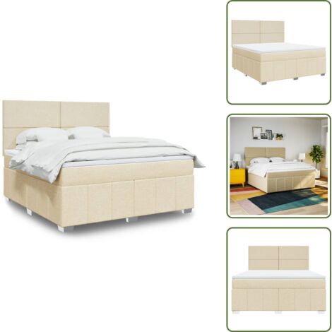 Cama con cabecero ajustable - vidaXL Cama box spring con colchón tela color crema 180x200 cm - Colchón ensacado
