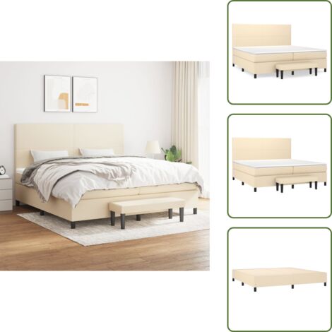 Cama con cabecero ajustable - vidaXL Cama box spring con colchón tela color crema 200x200 cm - Colchón ensacado