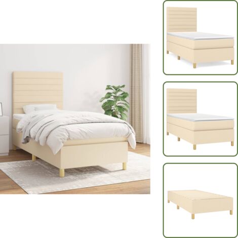 Cama con cabecero ajustable - vidaXL Cama box spring con colchón tela color crema 80x200 cm - Colchón ensacado