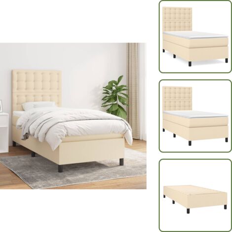 Cama con cabecero ajustable - vidaXL Cama box spring con colchón tela color crema 80x200 cm - Colchón ensacado