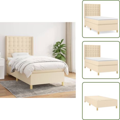 Cama con cabecero ajustable - vidaXL Cama box spring con colchón tela color crema 80x200 cm - Colchón ensacado