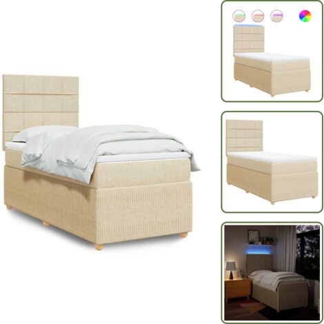 Cama con cabecero ajustable - vidaXL Cama box spring con colchón tela color crema 80x200 cm - Colchón ensacado