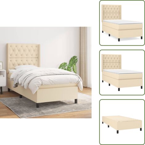 Cama con cabecero ajustable - vidaXL Cama box spring con colchón tela color crema 80x200 cm - Colchón ensacado