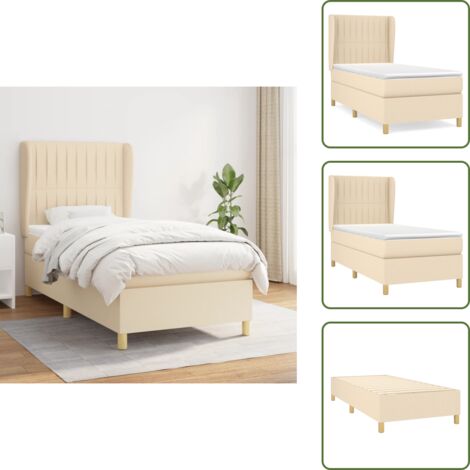Cama con cabecero ajustable - vidaXL Cama box spring con colchón tela color crema 90x200 cm - Colchón ensacado