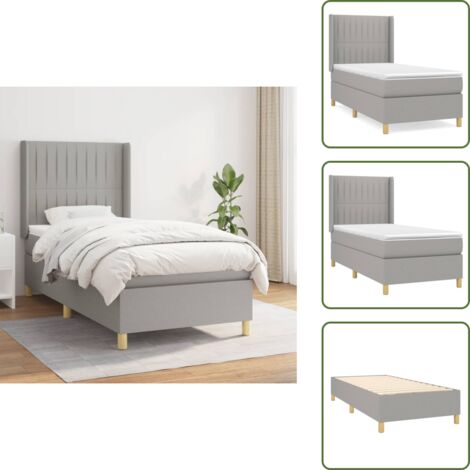 Cama con cabecero ajustable - vidaXL Cama box spring con colchón tela gris claro 100x200 cm - Colchón de espuma