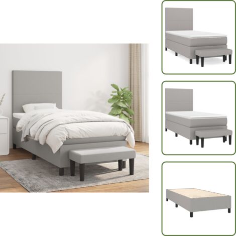 Cama con cabecero ajustable - vidaXL Cama box spring con colchón tela gris claro 80x200 cm - Cama de muelles ensacados