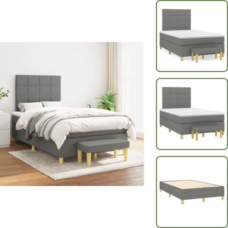 Cama con cabecero ajustable - vidaXL Cama box spring con colchón tela gris oscuro 120x200 cm - Colchón ensacado