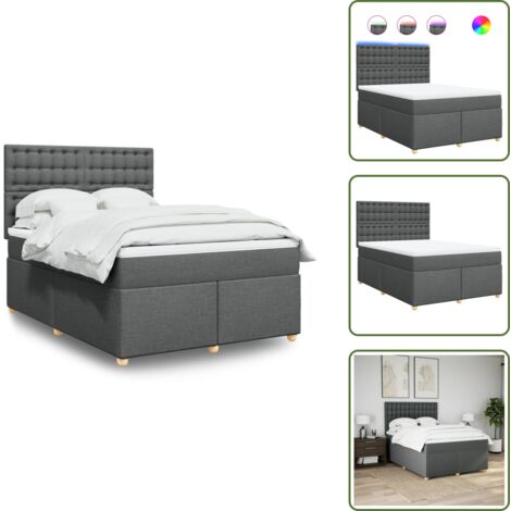 Cama con cabecero ajustable - vidaXL Cama box spring con colchón tela gris oscuro 160x200 cm - Cama de muelles con funda extraíble