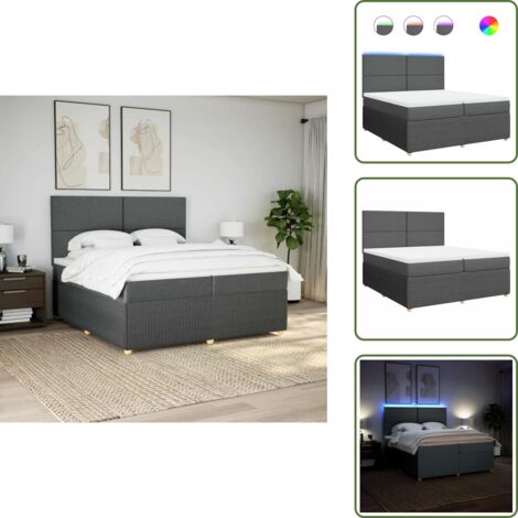 Cama con cabecero ajustable - vidaXL Cama box spring con colchón tela gris oscuro 200x200 cm - Cama de muelles