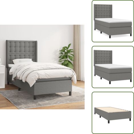 Cama con cabecero ajustable - vidaXL Cama box spring con colchón tela gris oscuro 80x200 cm - Colchón ensacado