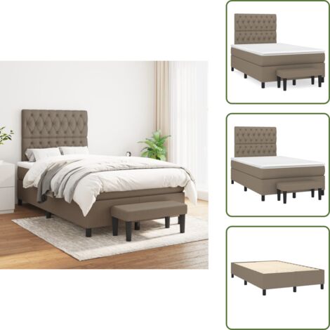 Cama con cabecero ajustable - vidaXL Cama box spring con colchón tela gris taupe 120x200 cm - Colchón ensacado