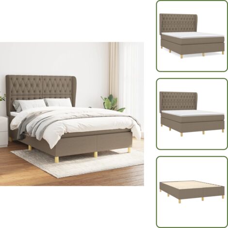 Cama con cabecero ajustable - vidaXL Cama box spring con colchón tela gris taupe 140x200 cm - Colchón ensacado