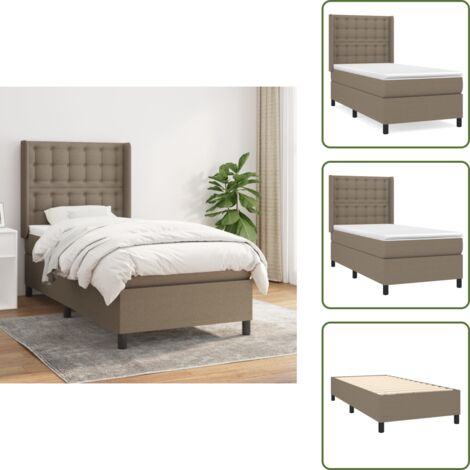 Cama con cabecero ajustable - vidaXL Cama box spring con colchón tela gris taupe 80x200 cm - Colchón ensacado