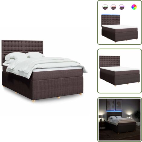 Cama con cabecero ajustable - vidaXL Cama box spring con colchón tela marrón oscuro 140x190 cm - Cama de muelles con funda extraíble