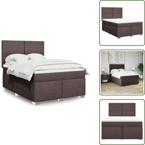 Cama con cabecero ajustable - vidaXL Cama box spring con colchón tela marrón oscuro 140x190 cm - Colchón ensacado