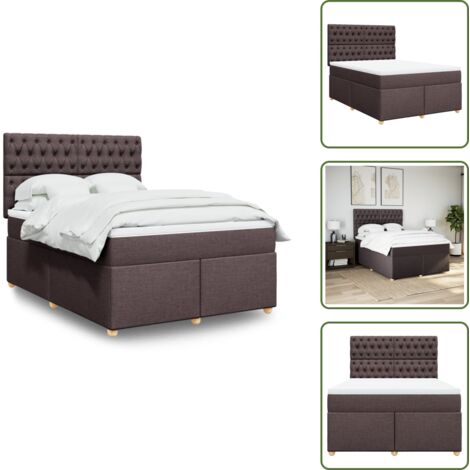 Cama con cabecero ajustable - vidaXL Cama box spring con colchón tela marrón oscuro 140x190 cm - Colchón ensacado