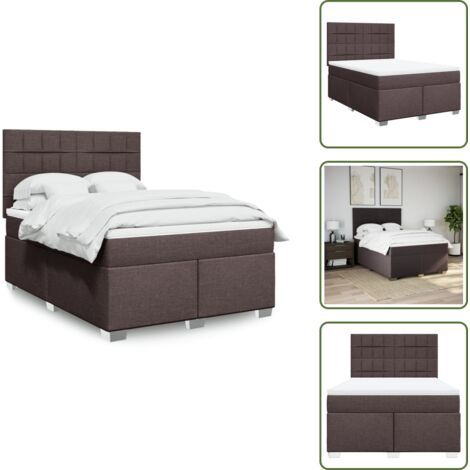 Cama con cabecero ajustable - vidaXL Cama box spring con colchón tela marrón oscuro 140x190 cm - Colchón ensacado