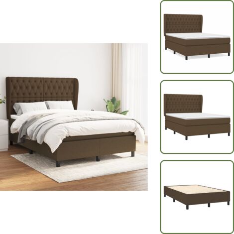 Cama con cabecero ajustable - vidaXL Cama box spring con colchón tela marrón oscuro 140x190 cm - Colchón ensacado