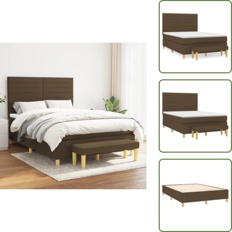 Cama con cabecero ajustable - vidaXL Cama box spring con colchón tela marrón oscuro 140x200 cm - Colchón ensacado