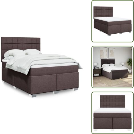 Cama con cabecero ajustable - vidaXL Cama box spring con colchón tela marrón oscuro 140x200 cm - Colchón marrón