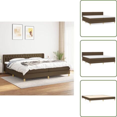 Cama con cabecero ajustable - vidaXL Cama box spring con colchón tela marrón oscuro 200x200 cm - Colchón de espuma