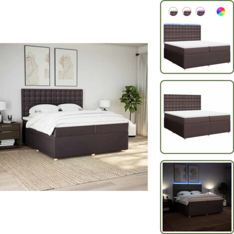 Cama con cabecero ajustable - vidaXL Cama box spring con colchón tela marrón oscuro 200x200 cm - Colchón de muelles