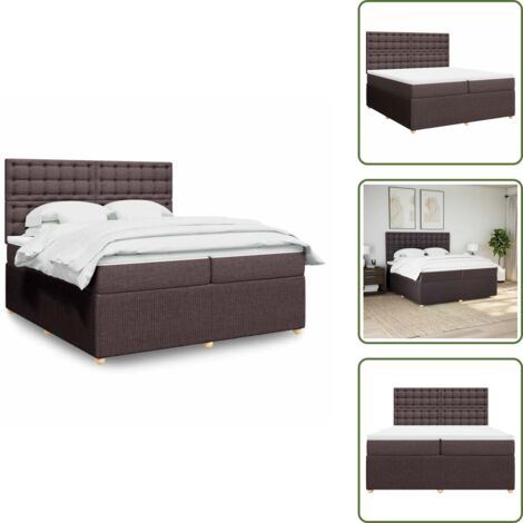 Cama con cabecero ajustable - vidaXL Cama box spring con colchón tela marrón oscuro 200x200 cm - Colchón ensacado