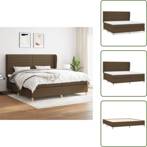 Cama con cabecero ajustable - vidaXL Cama box spring con colchón tela marrón oscuro 200x200 cm - Colchón ensacado