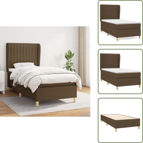 Cama con cabecero ajustable - vidaXL Cama box spring con colchón tela marrón oscuro 90x200 cm - Colchón ensacado